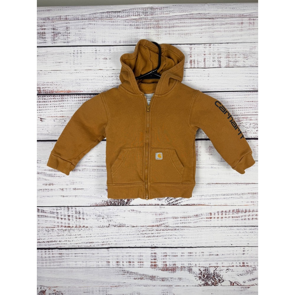 Carhartt Kids 24M Full Zip Hoodie Brown Workwear Sweatshirt